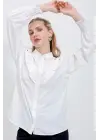 20223 Fırfırlı Uzun Kol Gömlek - Beyaz