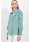20223 Fırfırlı Uzun Kol Gömlek - Çağla