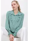 20223 Fırfırlı Uzun Kol Gömlek - Çağla