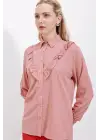 20223 Fırfırlı Uzun Kol Gömlek - Gül Kurusu