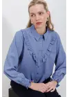 modern Fırfırlı Uzun Kol Gömlek