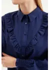 Gömlek Fırfırlı Uzun Kol Lacivert
