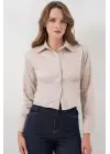 20231 Slim Fit Poplin Gömlek - Krem