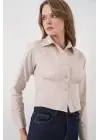 20231 Slim Fit Poplin Gömlek - Krem