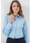 20231 Slim Fit Poplin Gömlek - Mavi