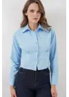 20231 Slim Fit Poplin Gömlek - Mavi