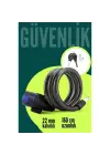 22mm Çelik Halatlı Bisiklet Kilidi - 160cm Anahtarlı Scoooter Motosiklet Kilidi
