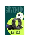 22mm Çelik Halatlı Bisiklet Kilidi - 200cm Anahtarlı Scoooter Motosiklet Kilidi