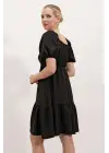 2351 Kloş Poplin Elbise - A.Siyah