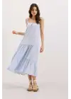 2403 Askılı Midi Elbise - Mavi