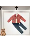 Modern Fitilli Kadife Ceketli 3lü Çocuk Takımı