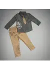 Şık Erkek Çocuk Takımı Keten Gömlek Pantolon