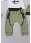 Trend Gentleman Erkek Nakışlı Şapkalı Uzun Kollu 3lü Bebek Takımı Yeşil