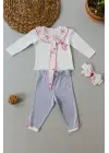 Şık Fırfır Detaylı Kız Bebek Takımı