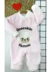 3-6-9-12 Ay Kuzu Tüylü Kumaş Annesinin Kuzusu Nakışlı Alttan Çıtçıtlı Kız Erkek Bebek Tulumu Pembe