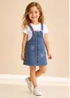 3/7 Yaş Etekli Denim Salopet Çocuk Takımı