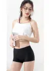 3 Adet Kadın Dikişsiz Görünmez İz Yapmaz Mini Şort Boxer Siyah Beyaz Ten