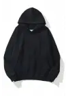 Omarı Yumuşak Pamuklu Unisex Kapşonlu Sweatshirt - Siyah
