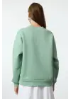3 iplik şardonlu bisiklet yaka sweatshirt mint
