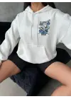 Beyaz Oversize Kafa Baskılı Sweat Kadın Giyim