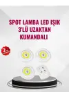 3 Lü Pilli Kablosuz Led Spot Lamba Seti Kumandalı Kolay Montaj Aydınlatma