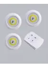 3 Lü Pilli Kablosuz Led Spot Lamba Seti Kumandalı Kolay Montaj Aydınlatma
