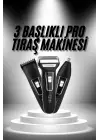 3lü Set Saç Sakal Kesme Traş Makinesi Burun Kılı Alma Tıraş Makinesi