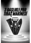 3lü Set Saç Sakal Kesme Traş Makinesi Burun Kılı Alma Tıraş Makinesi