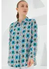 3721 Grafik Desenli Gömlek - B.Mavi