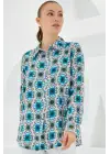 3721 Grafik Desenli Gömlek - B.Mavi