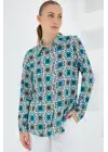 3721 Grafik Desenli Gömlek - B.Mavi