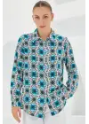 3721 Grafik Desenli Gömlek - B.Mavi