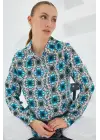 3721 Grafik Desenli Gömlek - B.Mavi