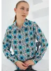 3721 Grafik Desenli Gömlek - B.Mavi