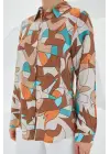 3721 Grafik Desenli Gömlek - Sütlü Kahve