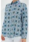 3721 Grafik Desenli Gömlek - Turkuaz