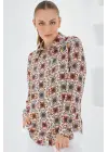 3721 Grafik Desenli Gömlek - Turuncu