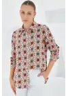 3721 Grafik Desenli Gömlek - Turuncu