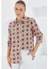 3721 Grafik Desenli Gömlek - Turuncu