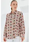 3721 Grafik Desenli Gömlek - Turuncu
