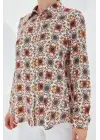 3721 Grafik Desenli Gömlek - Turuncu