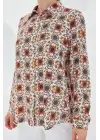3721 Grafik Desenli Gömlek - Turuncu