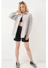 3900 Oversize Uzun Basic Gömlek - A.Gri