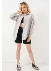 3900 Oversize Uzun Basic Gömlek - A.Gri