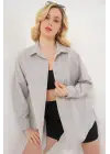 3900 Oversize Uzun Basic Gömlek - A.Gri