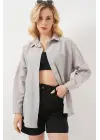 3900 Oversize Uzun Basic Gömlek - A.Gri