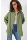 3900 Oversize Uzun Basic Gömlek - A.Haki