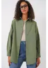 3900 Oversize Uzun Basic Gömlek - A.Haki