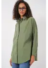 3900 Oversize Uzun Basic Gömlek - A.Haki