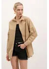 3900 Oversize Uzun Basic Gömlek - Bisküvi